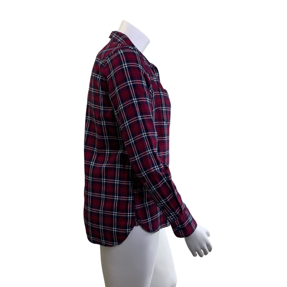 Woolrich Womens Flannel Shirt Size XL Red Violet Navy Plaid Cotton Button Up Top - Picture 4 of 8